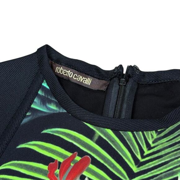 Roberto Cavalli Black Tropical Printed Sleeveless Sheath Dress Size 6 - Picture 9 of 11